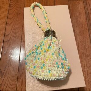 Vintage 1960s Cocktail Pastel Yellow Beaded Bag